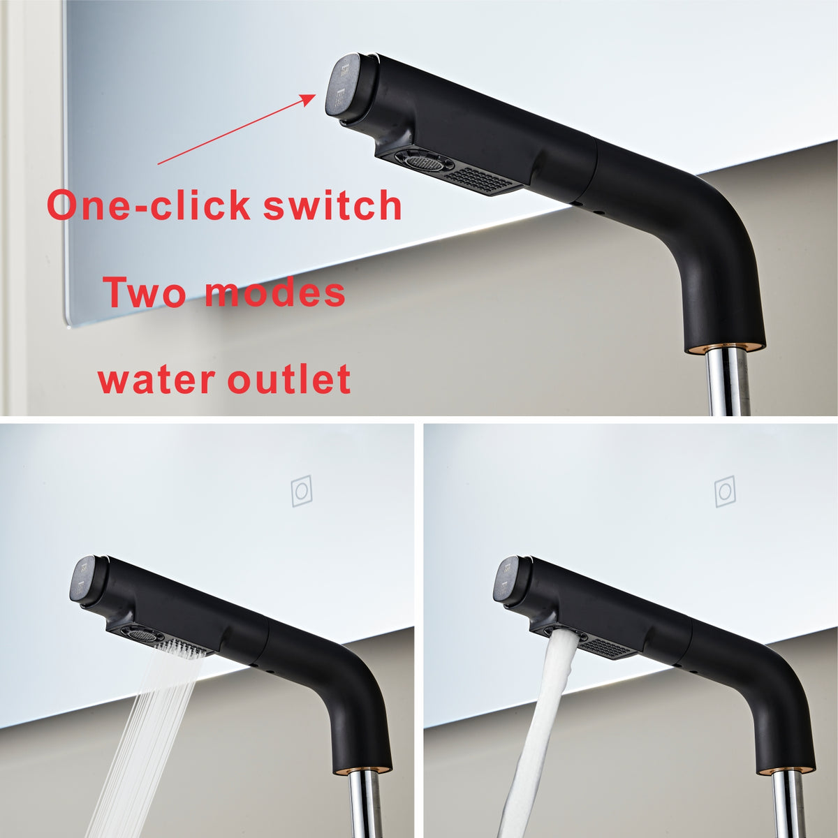 IFEEL Mixer Tap with Pull-Out Spray, Countertop Basin Tap 011539 Black