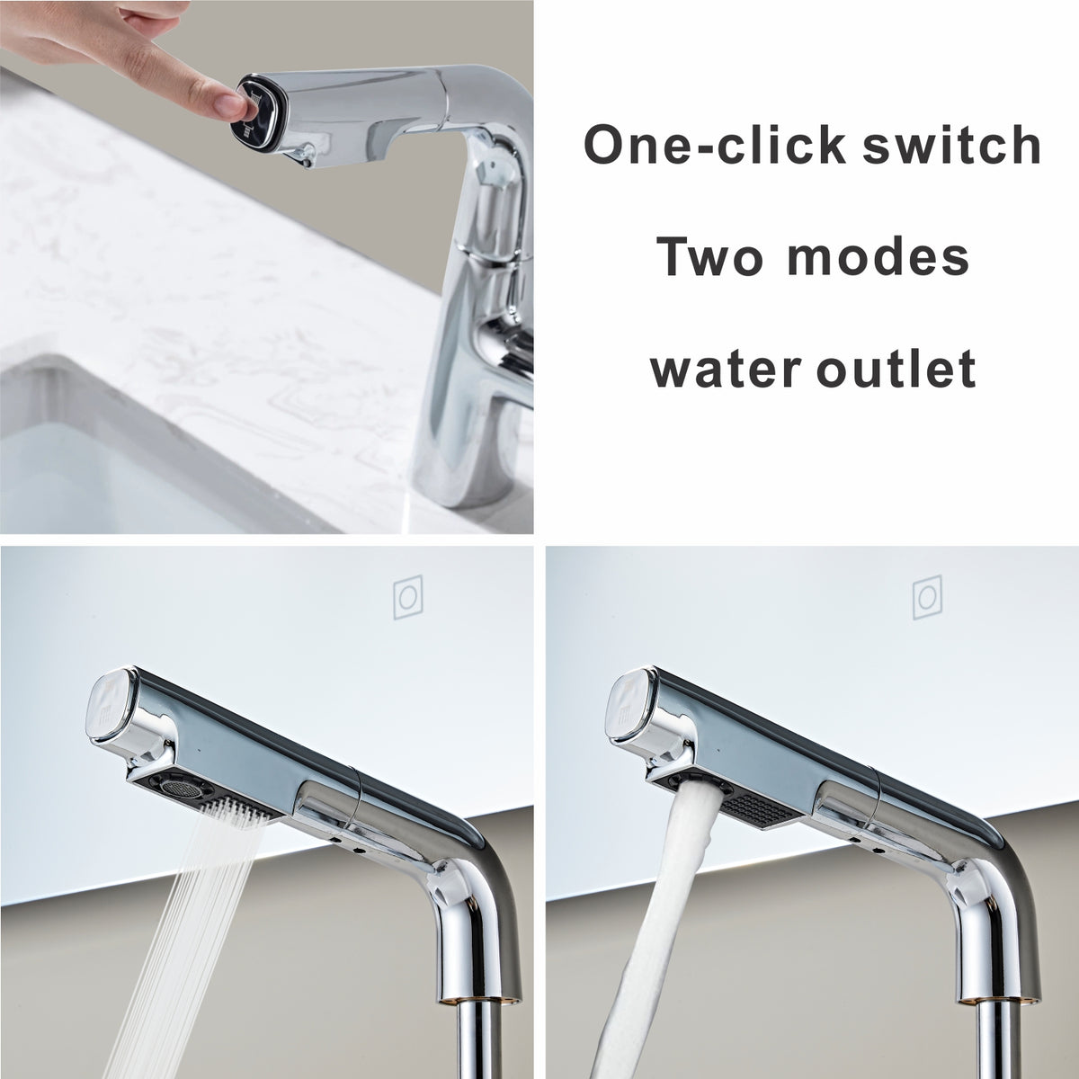 IFEEL Mixer Tap with Pull-Out Spray, Countertop Basin Tap 011539 Chrome
