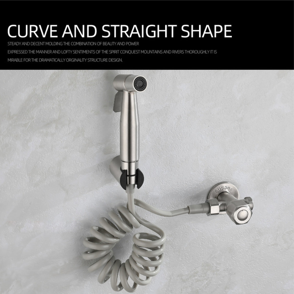 IFEEL Stainless Steel Handheld Bidet Sprayer Kit set of 3 0529 Hair Line