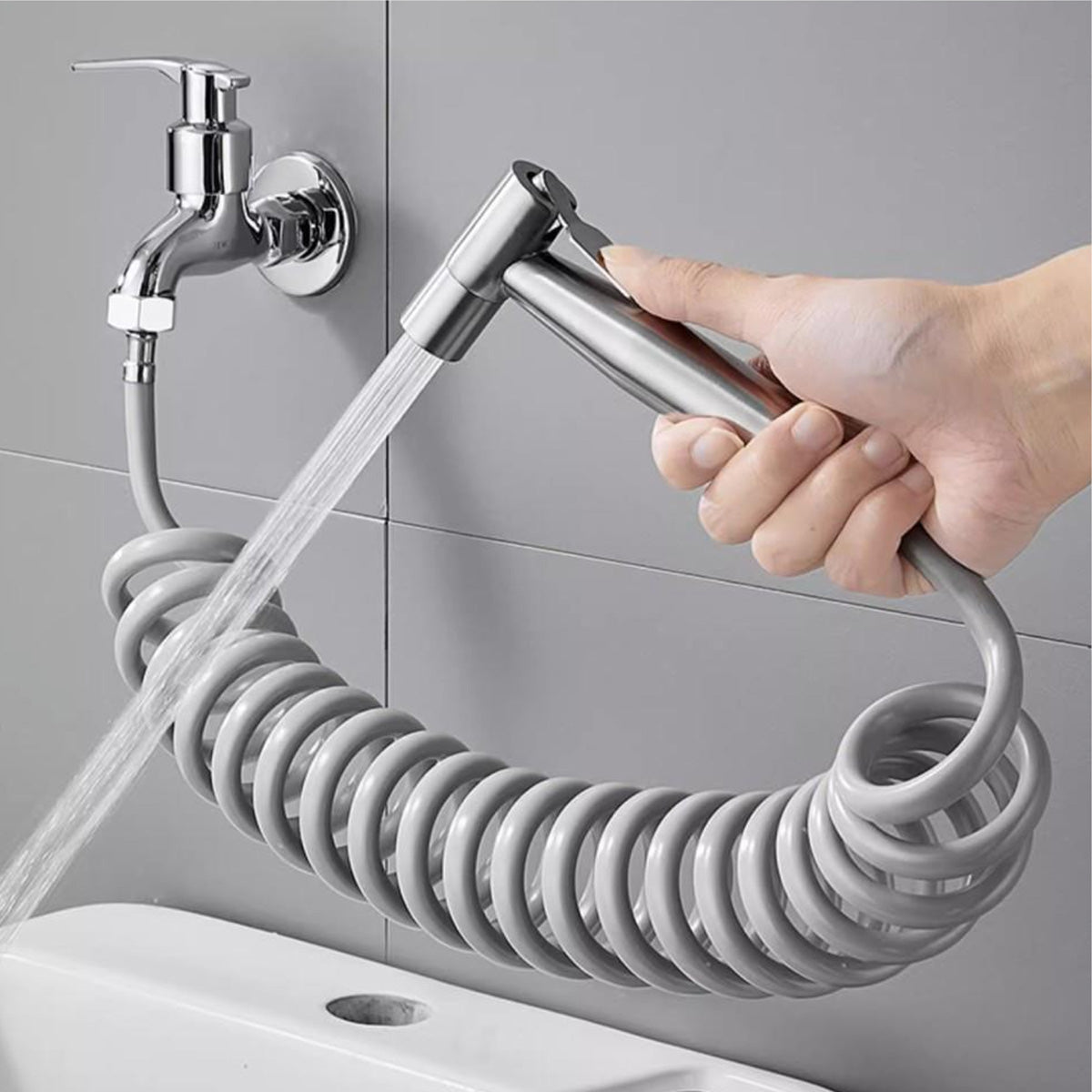 IFEEL Stainless Steel Handheld Bidet Sprayer Kit set of 3 0529 Hair Line