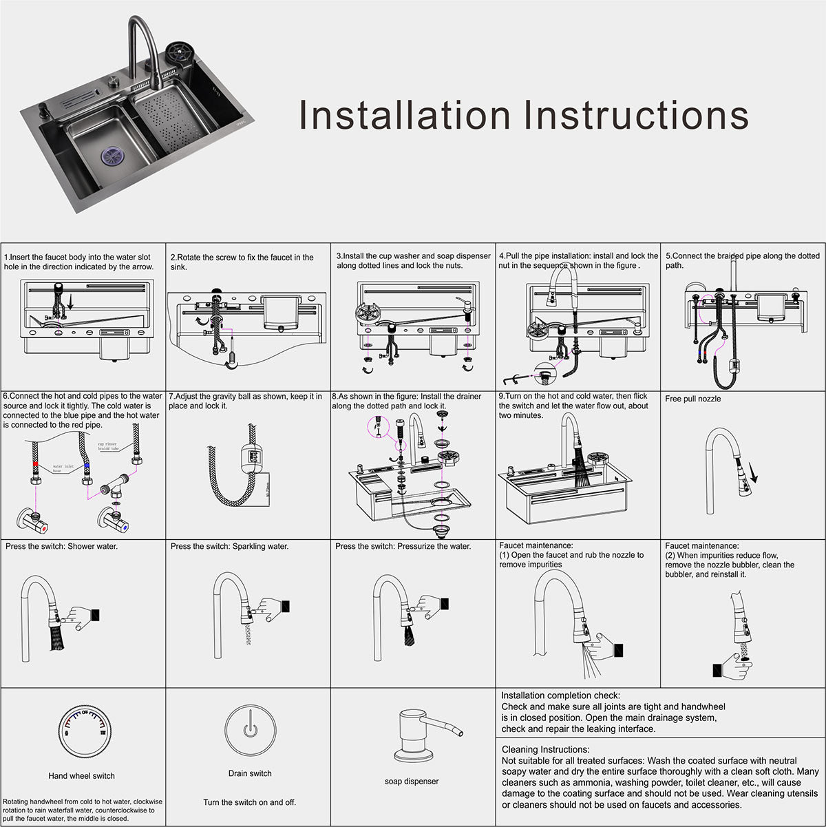 Rainfall Kitchen Mixer/sink Combo Dark Grey 1521G