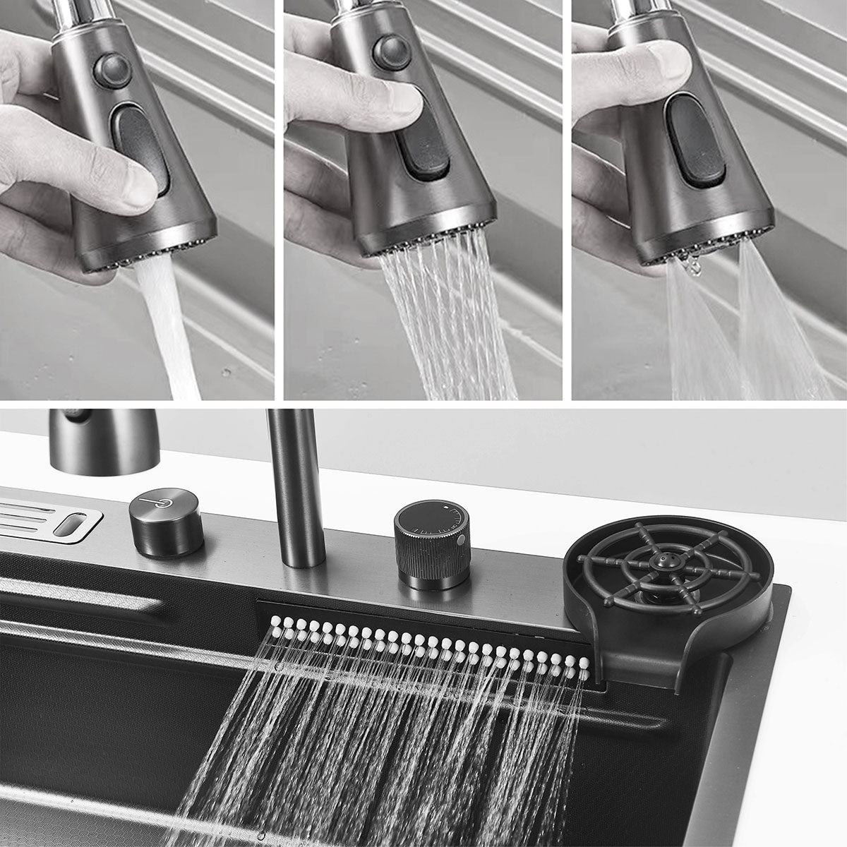 Rainfall Kitchen Mixer/sink Combo Dark Grey 1521G