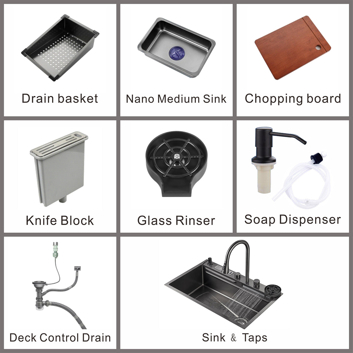 Rainfall Kitchen Mixer/sink Combo Dark Grey 1521G