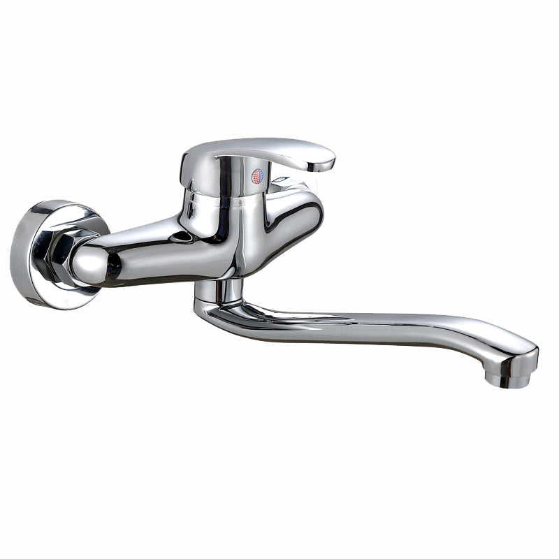 Single Lever Mixer Tap Chrome Wall Mounted kitchen Sink Mixer Tap Pivotable Spout