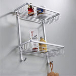 Large Double Basket Square Chrome Modern Single Accessory Basket
