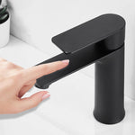 Black thin square short Basin Tap