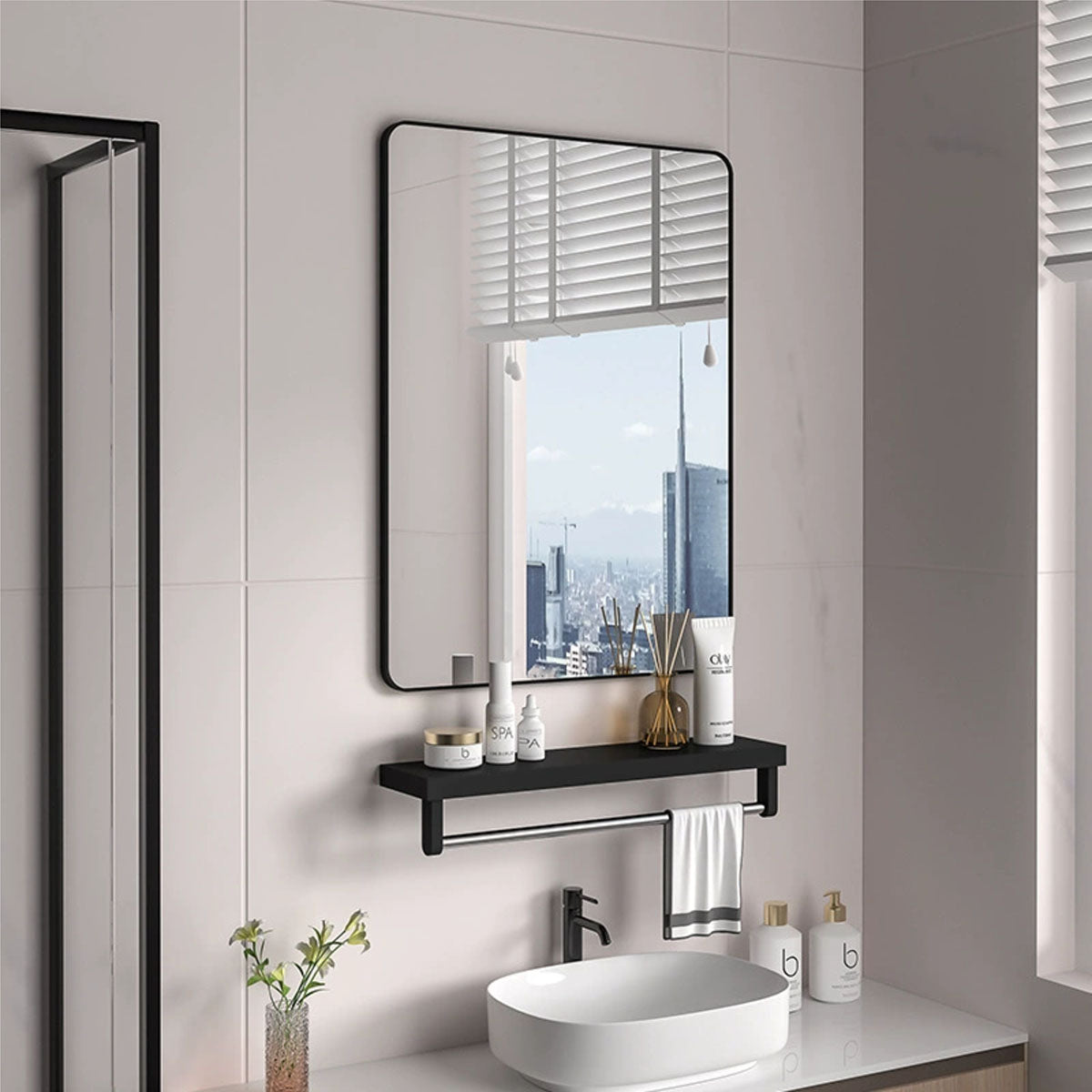 IFEEL Rounded Square Black Frame Mirrors 40X60CM