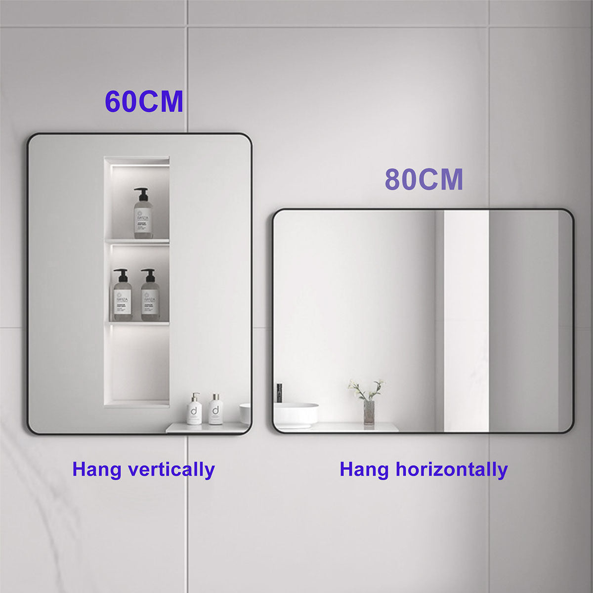 IFEEL Rounded Square Black Frame Mirrors 40X60CM