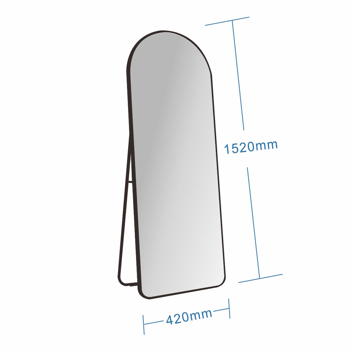 Freestanding or Wall Mounted Arch Mirror 967AB Black