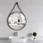 Black frame round wall hanging strap mirror 60cm decorative mirror 969RB-A
