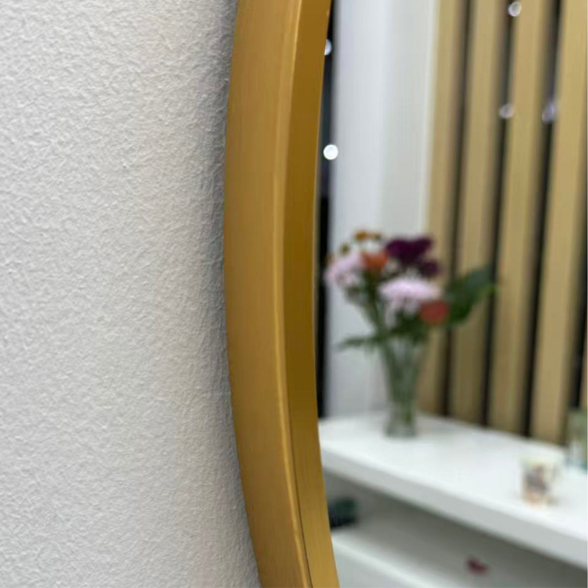 Gold frame round wall hanging strap Dress mirror 70cm decorative mirror