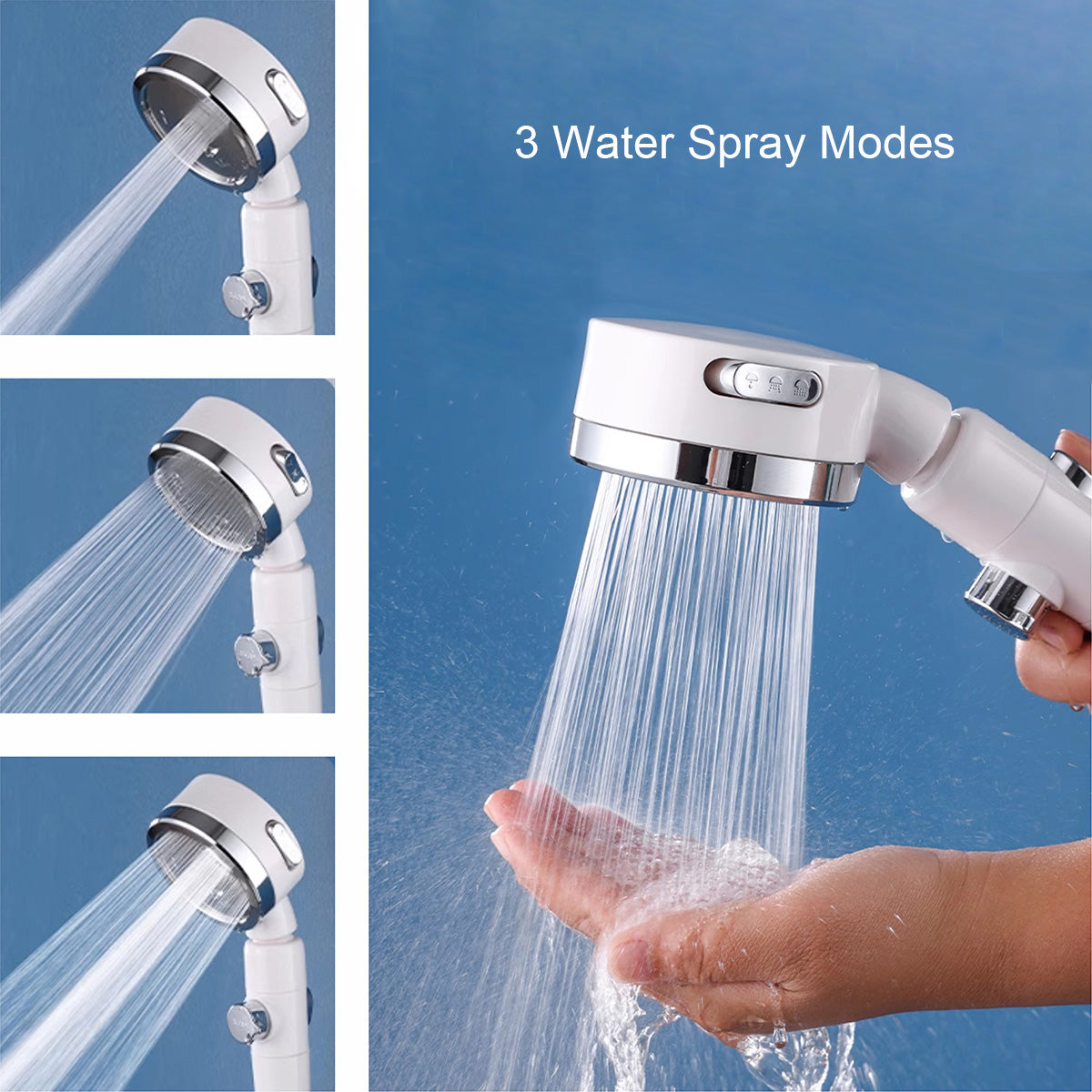 White+chrome 3-Function Setting Hand Shower