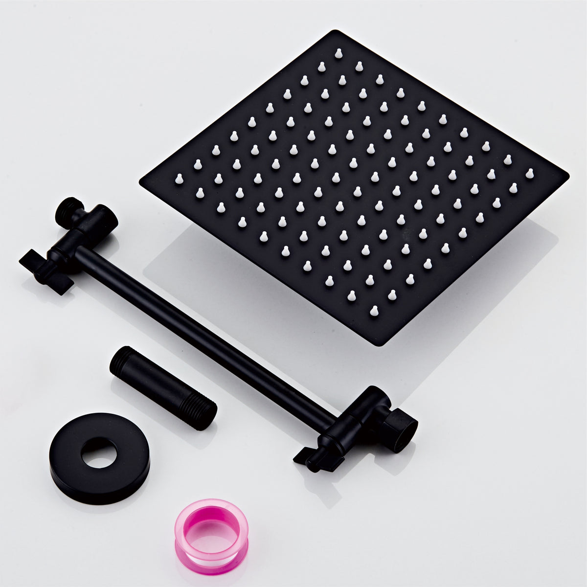 Black Shower Head With Ajustable with Shower Arm Knit A8SB