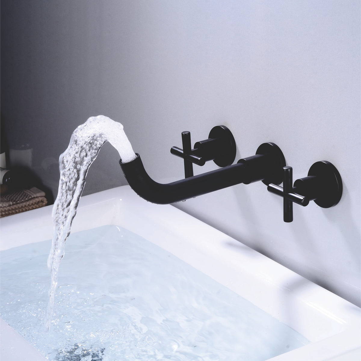 Wall Type Basin or Bath Mixer Tap AZ2153 Black