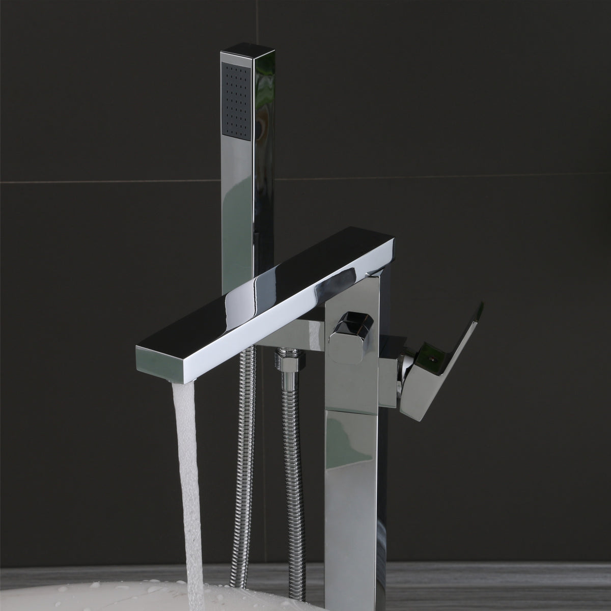 Square Freestanding Bath Mixer Chrome F889C