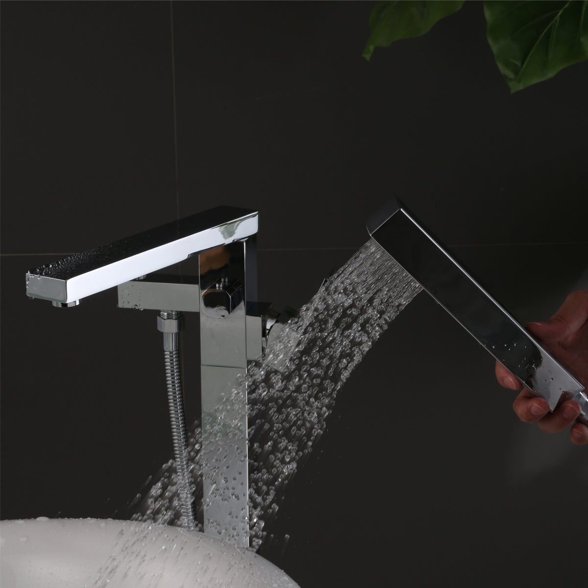 Square Freestanding Bath Mixer Chrome F889C