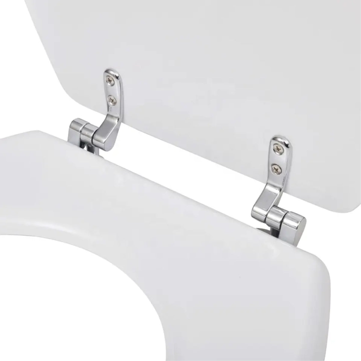 Classic White Round Plastic Chrome Plated Hinge Toilet Seat