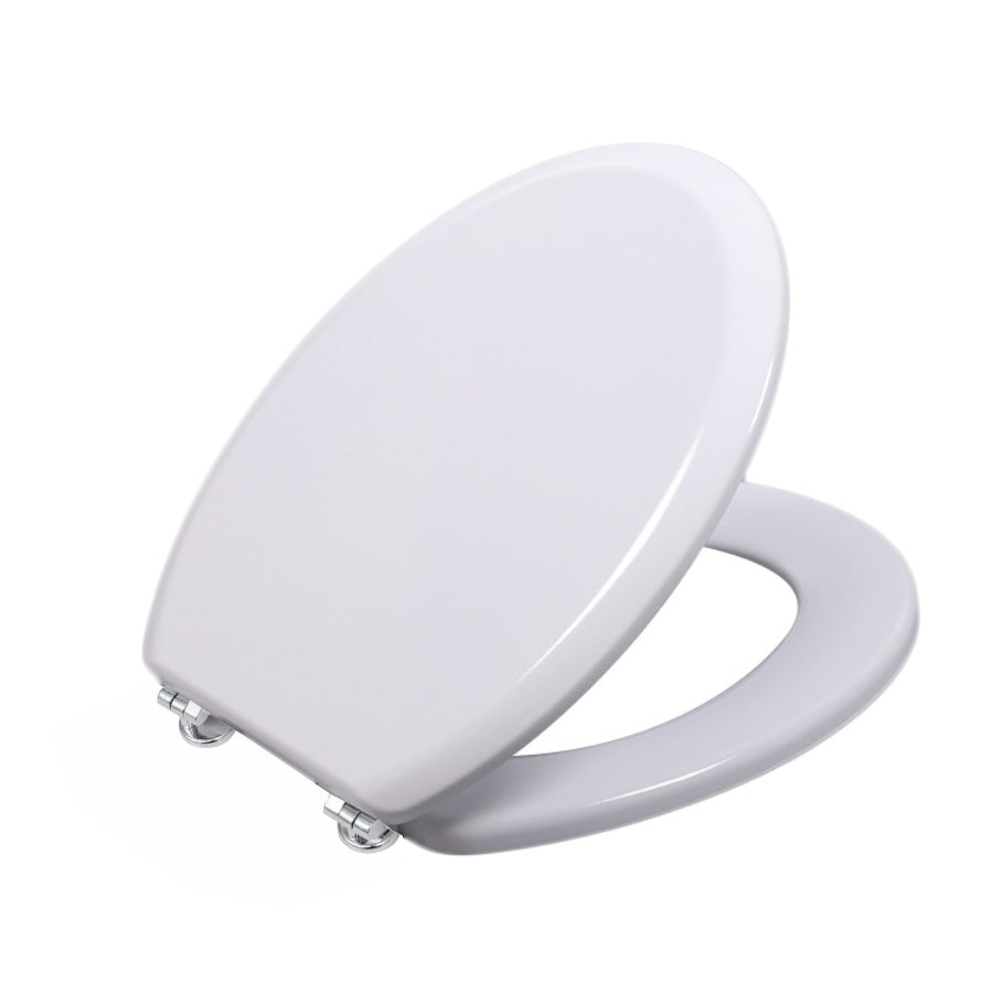Classic White Round Plastic Chrome Plated Hinge Toilet Seat