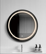 Round Light Mirror with Black Frame LM15B 70cm
