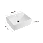 Modern White Square Large Ceramic Bathroom Basin With Tap Insert