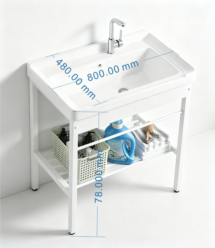Stainless Steel Bracket Wash Basin set White 80cm