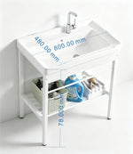 Stainless Steel Bracket Wash Basin set White 80cm