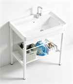 Stainless Steel Bracket Wash Basin set White 80cm