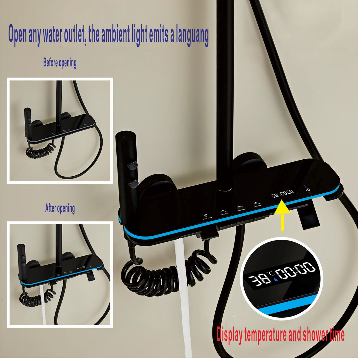 Modern Multifunctional LED Digital Display Shower System 032B