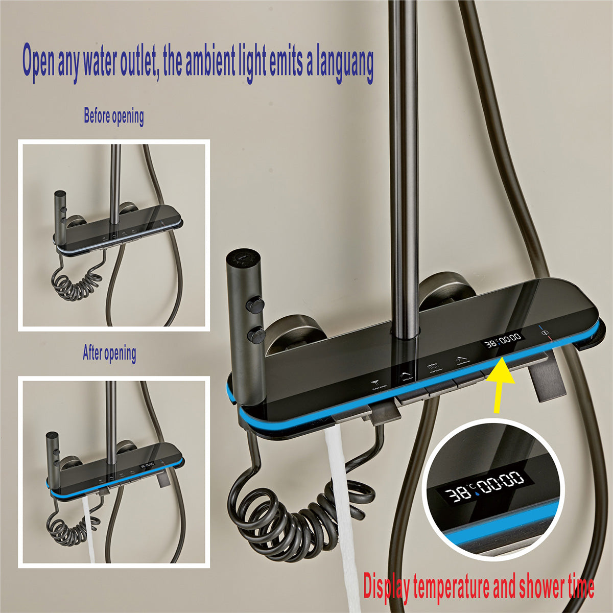 Modern Multifunctional LED Digital Display Shower System 032G