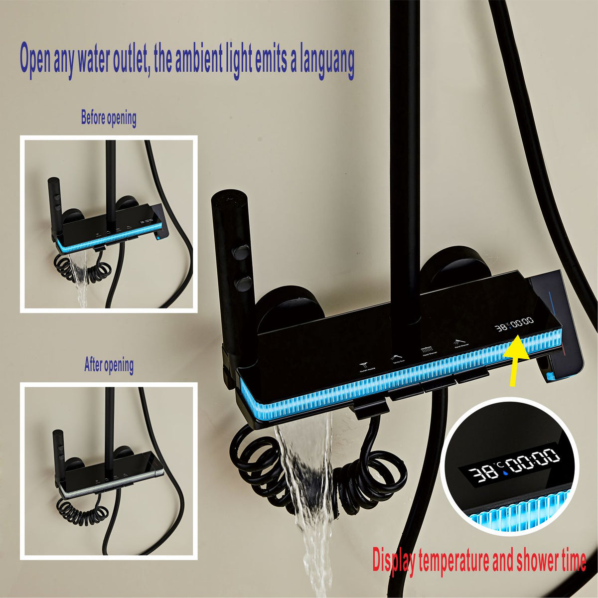 Modern Multifunctional LED Digital Display Shower System 033B