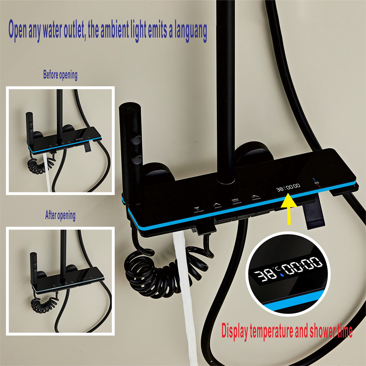 Modern Multifunctional LED Digital Display Shower System 035B