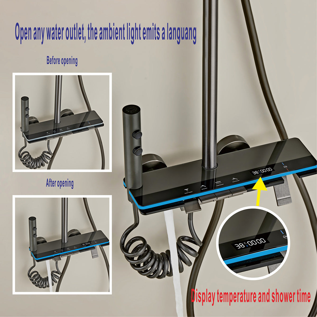 Modern Multifunctional LED Digital Display Shower System 035G