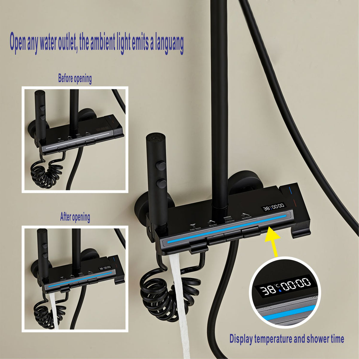 Modern Multifunctional LED Digital Display Shower System 036B