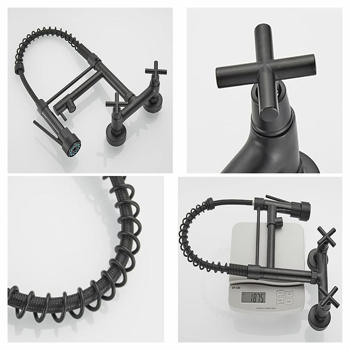 Wall Kitchen Mixer Taps 1196 Black