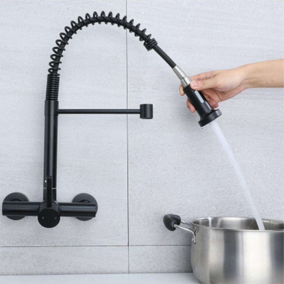 Wall Mounted Kitchen Sink Tap 1197 Black