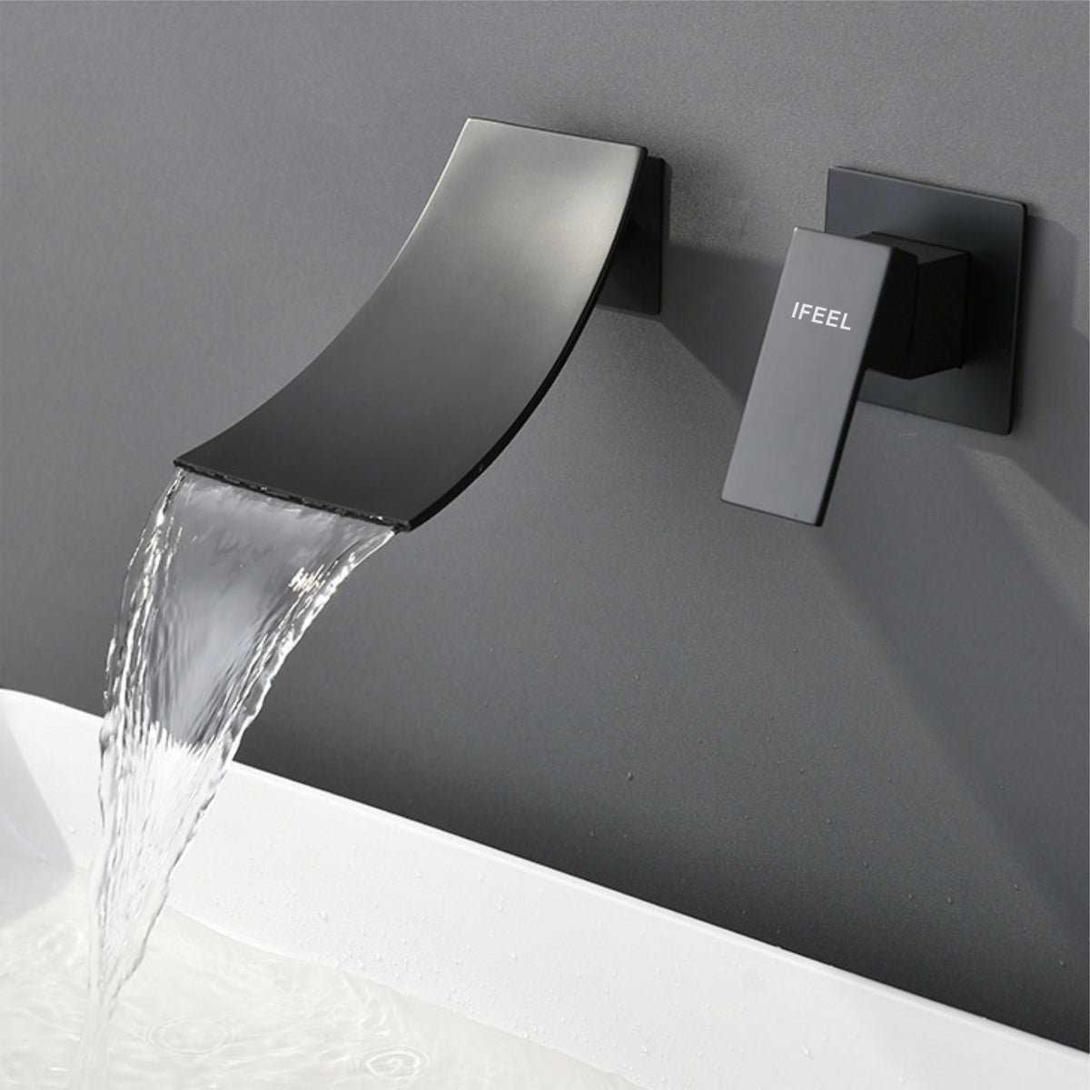 Wall Type Fall Basin or Bath Mixer Tap AZ2156 Black