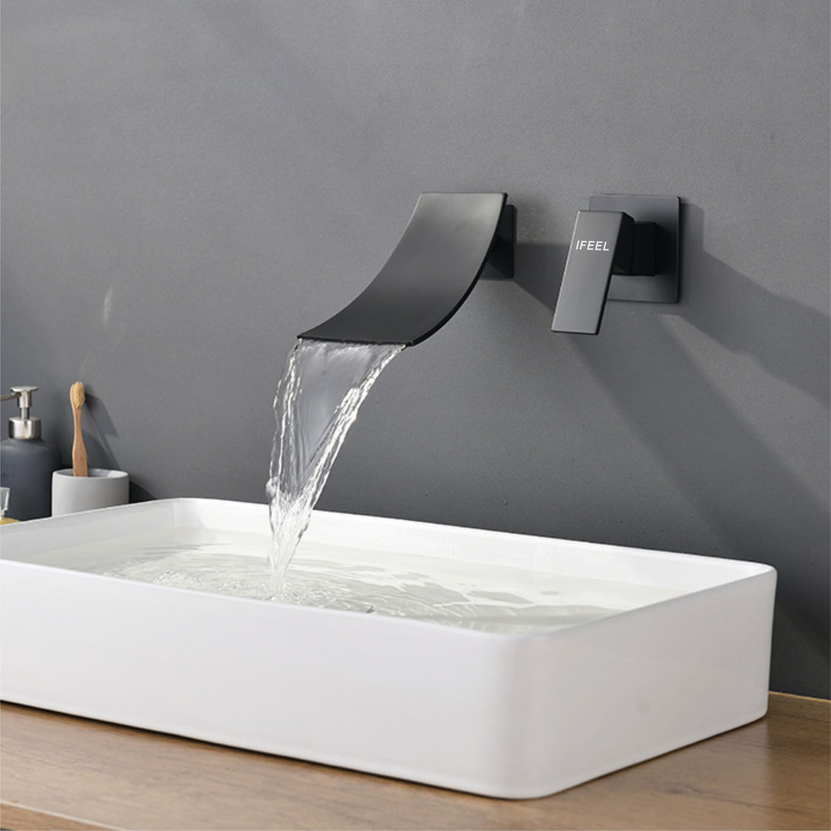 Wall Type Fall Basin or Bath Mixer Tap AZ2156 Black