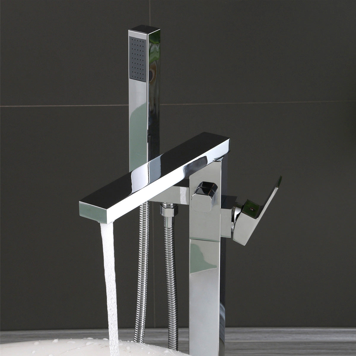 Square Freestanding Bath Mixer Chrome F889C