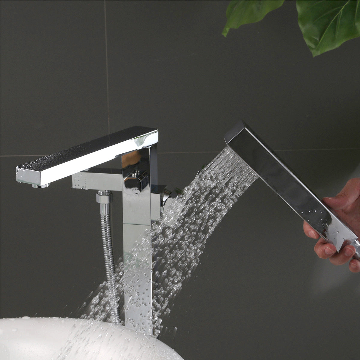 Square Freestanding Bath Mixer Chrome F889C