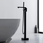 Square Freestanding Bath Mixer Black F889B