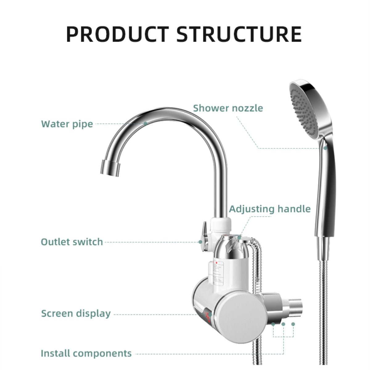 Instant Hot Water Faucet with Shower Hand RX-018