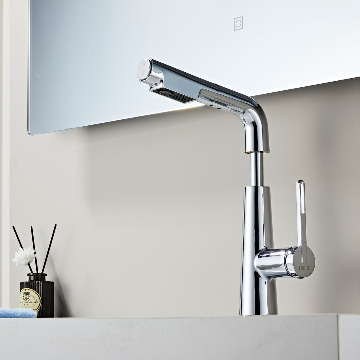 IFEEL Mixer Tap with Pull-Out Spray, Countertop Basin Tap 011539 Chrome