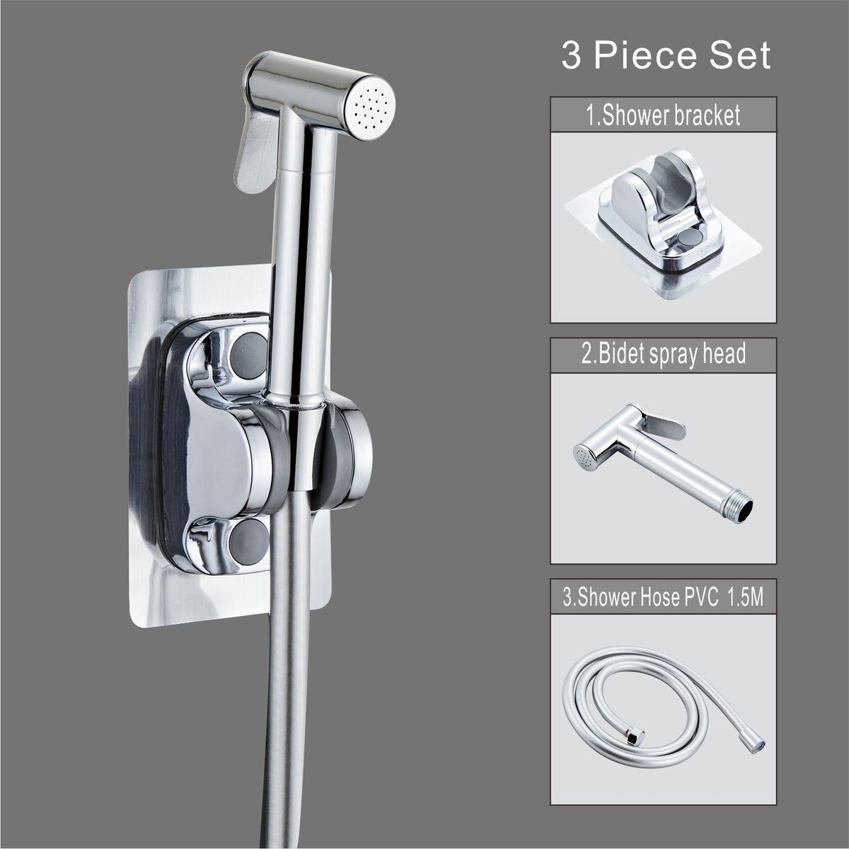 IFEEL Stainless Steel Handheld Bidet Sprayer Kit set of 3 0425 Chrome
