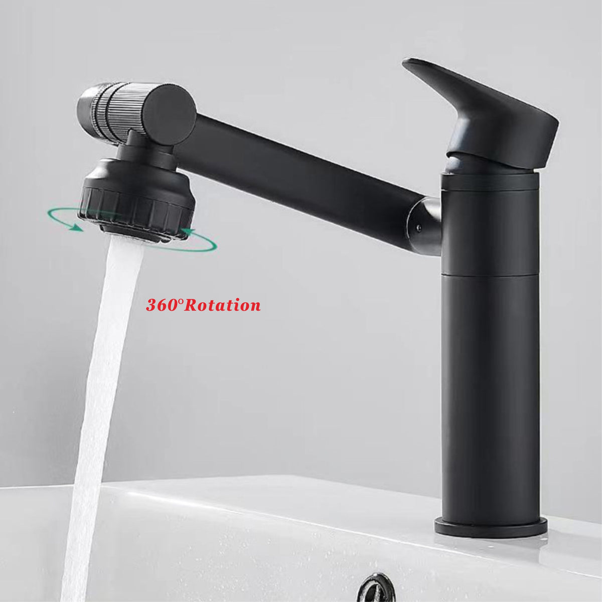 Black Basin Tap Different Sprayer Modes