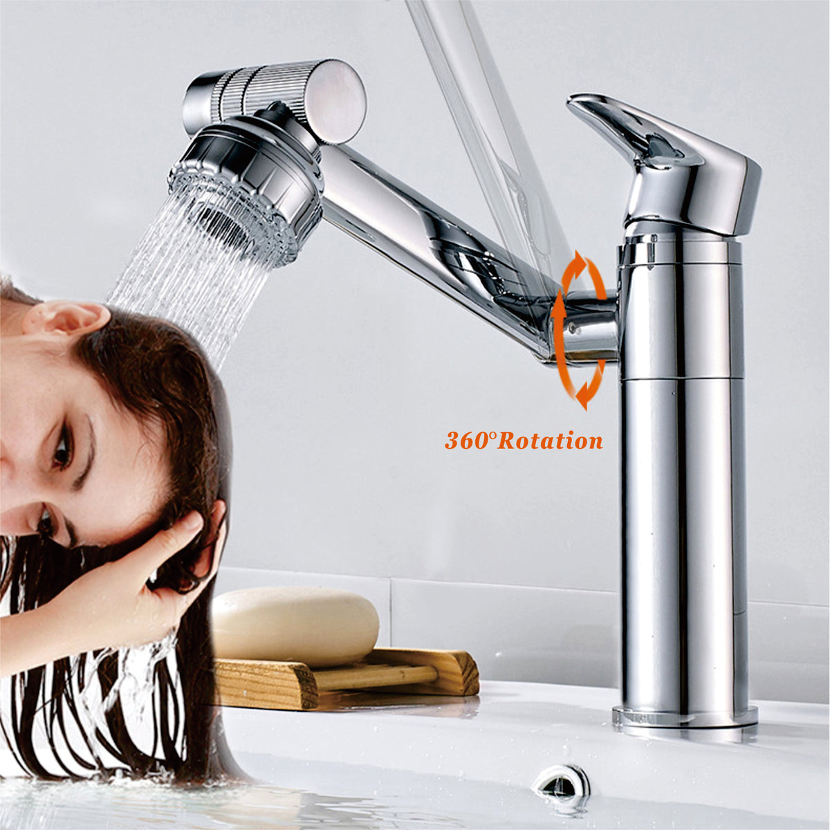 Chrome Basin Tap Different Spray Modes