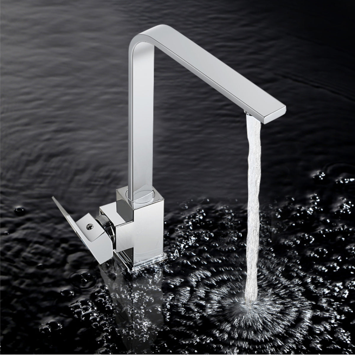 Kitchen Sink Tap chrome square edges curved