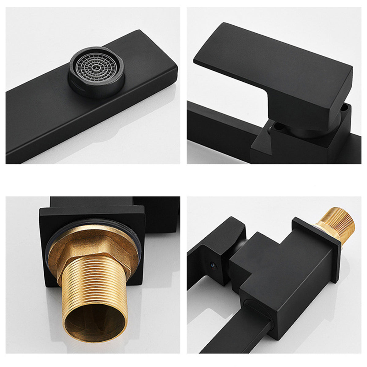 Kitchen Sink Tap black square edges curved