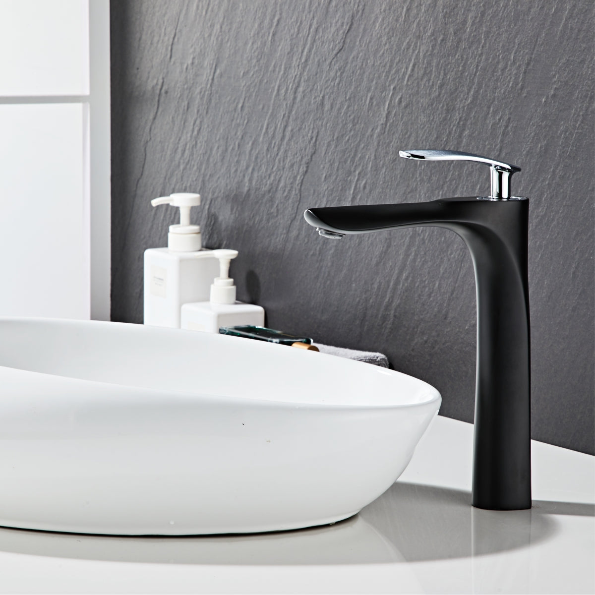 Modern Black Elegant long Teardrop Basin Tap