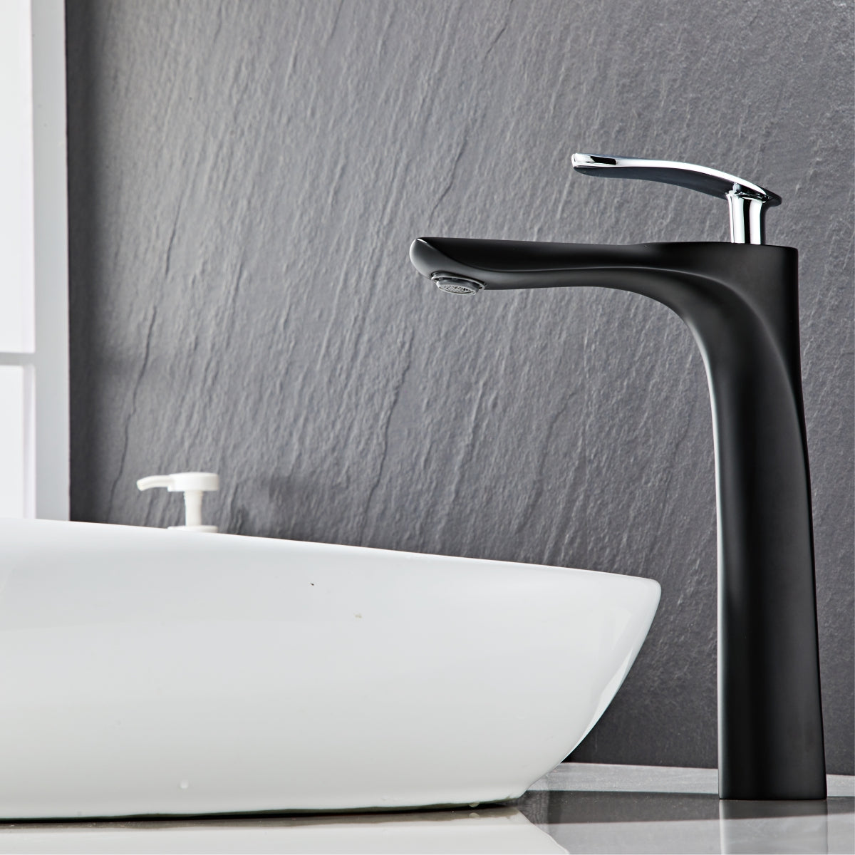 Modern Black Elegant long Teardrop Basin Tap