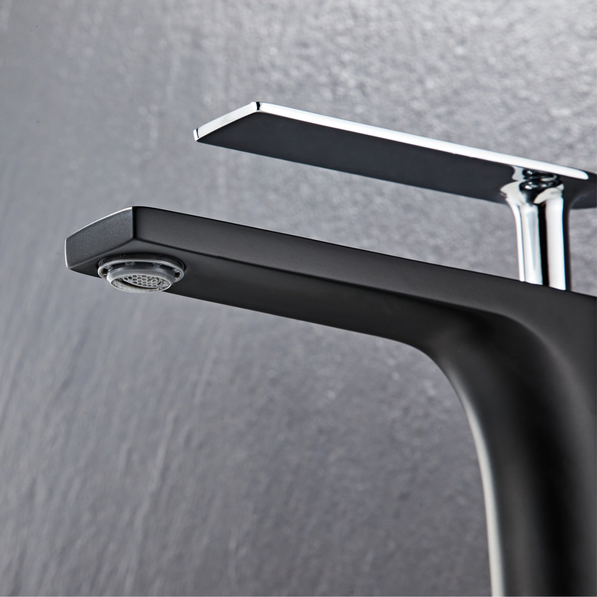 Modern Black Square round Elegant Long Basin Tap